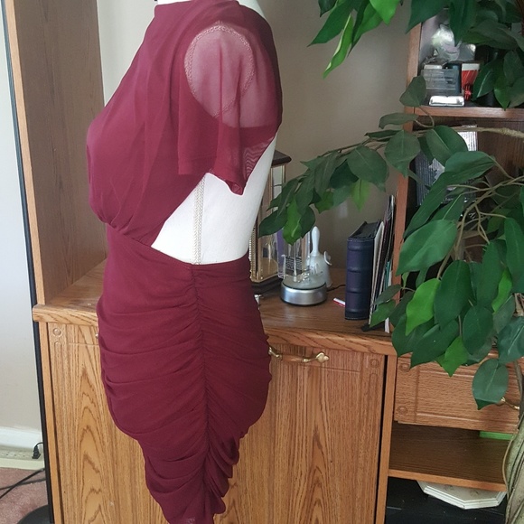 LAST 2! Wine Open Back Mini Dress - Picture 6 of 8